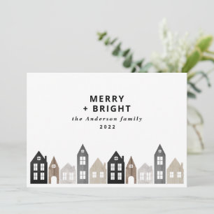 Cartão De Festividades Natal no Japão Moderno Casas Nórdicas na moda Ho