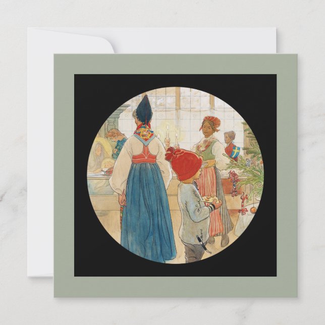 Cartão De Festividades Natal novamente Julaftonen (Frente)