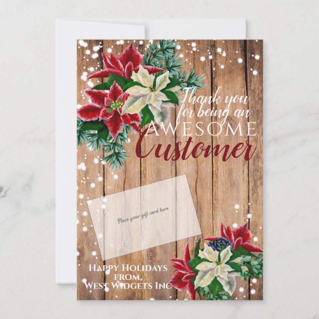 Cartão De Festividades Natal Obrigado Cliente Titular do Cartão-presente (Frente)