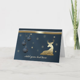 Cartão De Festividades Natal, Ouro Deer e Flocos de Neve