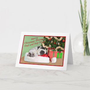 Cartão De Festividades Natal, Pai e Mãe Passo, Gato Dormindo
