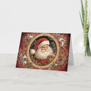 Cartão De Festividades Natal Papai Noel Ornamentado Vintage