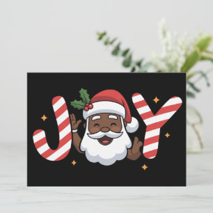 Cartão De Festividades Natal Papai Noel Preto Africano Alegria Feriado Xm
