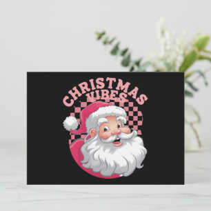 Cartão De Festividades Natal Papai Noel Rosa Vintage Retro