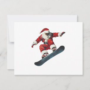 Cartão De Festividades Natal Papai Noel Snowboard Esqui Esquiador