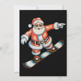 Cartão De Festividades Natal Papai Noel Snowboard Esqui Natal Família