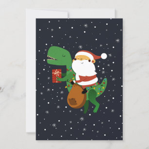 Cartão De Festividades Natal Papai Noel T-rex Dinossauro Trenó