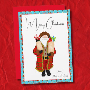 Cartão De Festividades Natal Papai Noel Trazendo Licor 