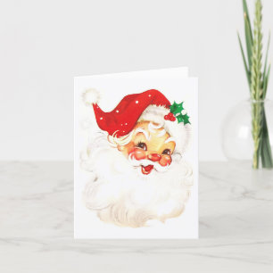 Cartão De Festividades Natal Papai Noel Vintage Simples Fofo
