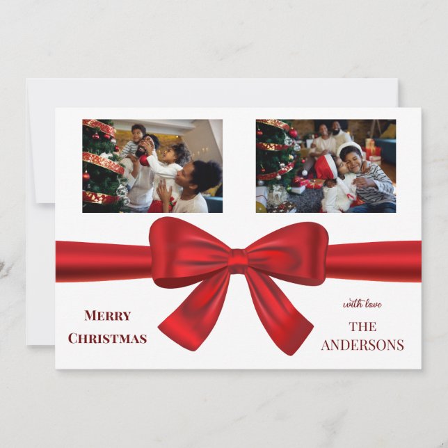 Cartão De Festividades Natal para a família de fotos 2 personalizadas (Frente)