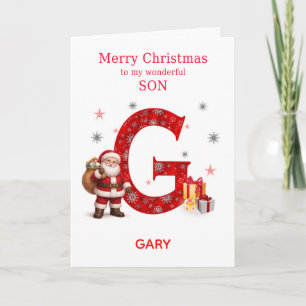 Cartão De Festividades Natal para Filho Adicione um Nome que Começa com G