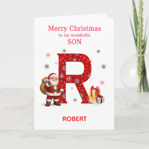 Cartão De Festividades Natal para Filho Adicione um Nome que Começa com R