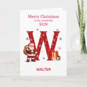 Cartão De Festividades Natal Para Filho Adicione um Nome que Começa com W