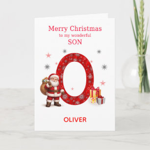 Cartão De Festividades Natal Para Filho Adicione Um Nome Que Comece com O
