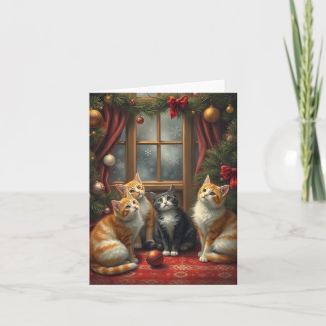 Cartão De Festividades Natal para gatos (Frente)