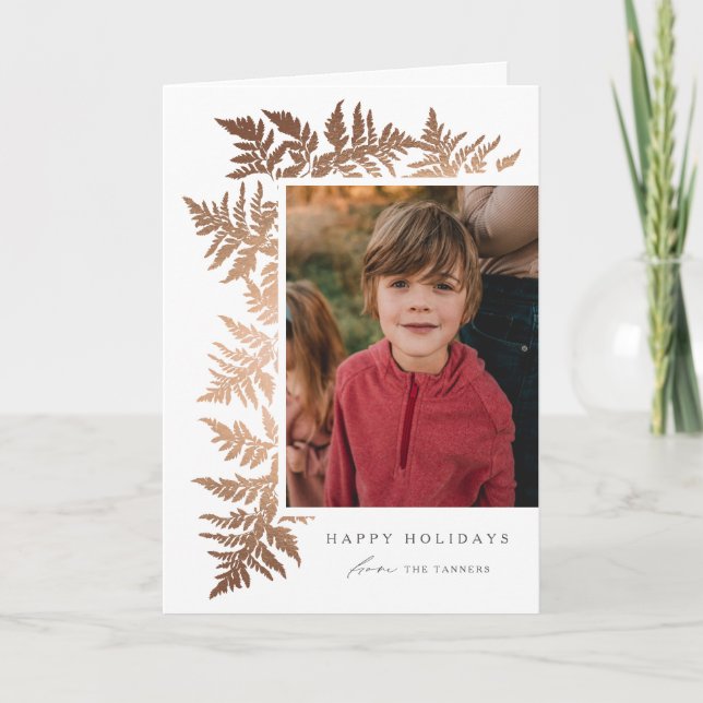 Cartão De Festividades Natal para o Elegant Rosa Dourado Garland 2 Fotogr (Frente)