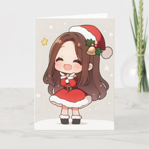 Cartão De Festividades Natal para Papais noeis de animas chibi