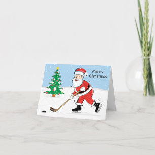 Cartão De Festividades Natal para Papais noeis de hóquei