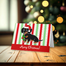 Cartão De Festividades Natal para Papais noeis de Tan Dachshund