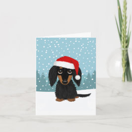 Cartão De Festividades Natal para Papais noeis de Tan Dachshund