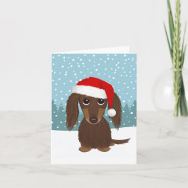 Cartão De Festividades Natal para Papais noeis de Tan Dachshund