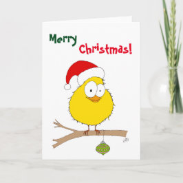 Cartão De Festividades Natal: Pássaro Engraçado (amarelo)