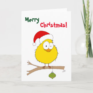 Cartão De Festividades Natal: Pássaro Engraçado (amarelo)