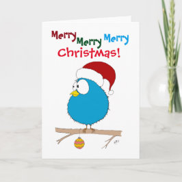 Cartão De Festividades Natal: Pássaro Engraçado (azul)
