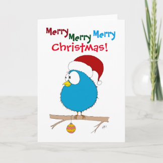 Cartão De Festividades Natal: Pássaro Engraçado (azul)