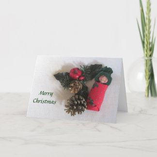 Cartão De Festividades Natal, paz, alegria: Bebê de sono da argila