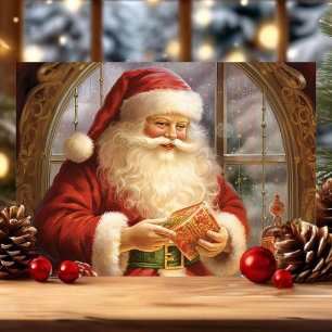 Cartão De Festividades Natal pela Janela Clássico Natal Antigo