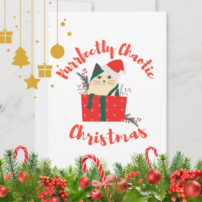 Cartão De Festividades Natal Perfeitamente Caótico Gato Engraçado Férias  (Criador carregado)