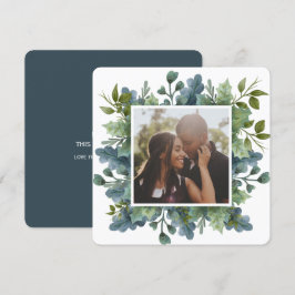 Cartão De Festividades Natal personalizado Blue Green deixa foto