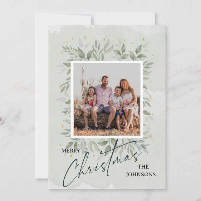 Cartão De Festividades Natal personalizado com aquarela elegante (Frente)