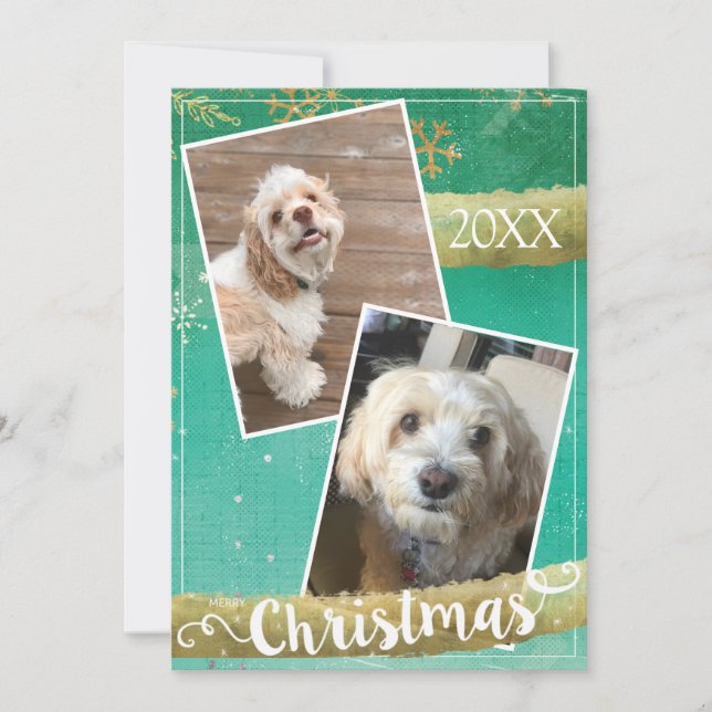 Cartão De Festividades Natal Personalizado com Duas Fotos (Frente)