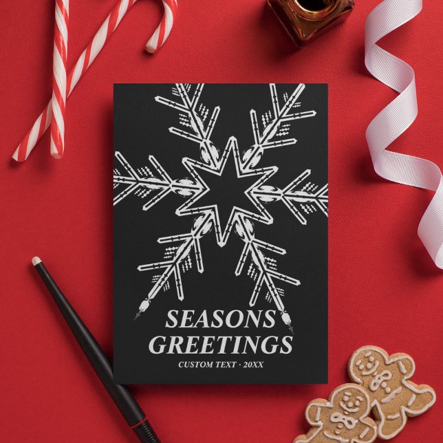 Cartão De Festividades Natal Personalizado com Floco de Neve Moderno (Modern Bold Snowflake Personalized Christmas Holiday Card
)