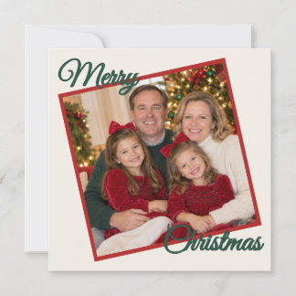 Cartão De Festividades Natal Personalizado com Foto da Família | Vermelho