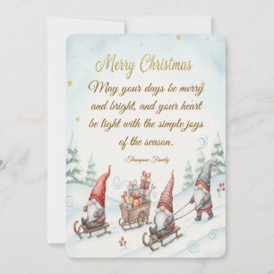 Cartão De Festividades Natal Personalizado com Gnome em Aquarela