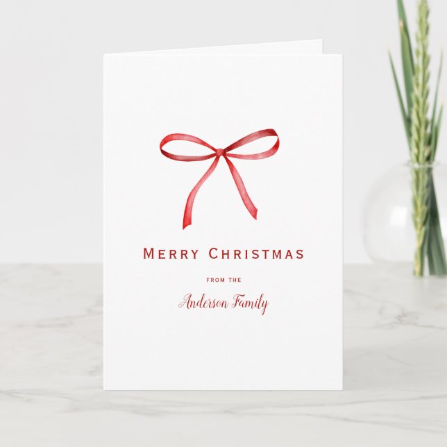 Cartão De Festividades Natal Personalizado da Faixa de Opções Vermelha (Frente)