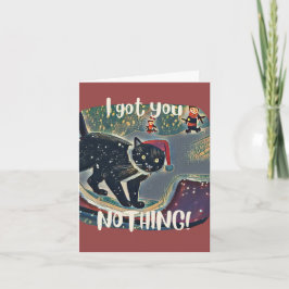 Cartão De Festividades Natal Personalizado de Gato Preto Travesso e Diver