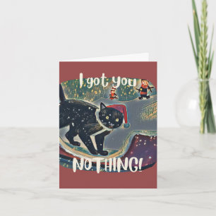 Cartão De Festividades Natal Personalizado de Gato Preto Travesso e Diver