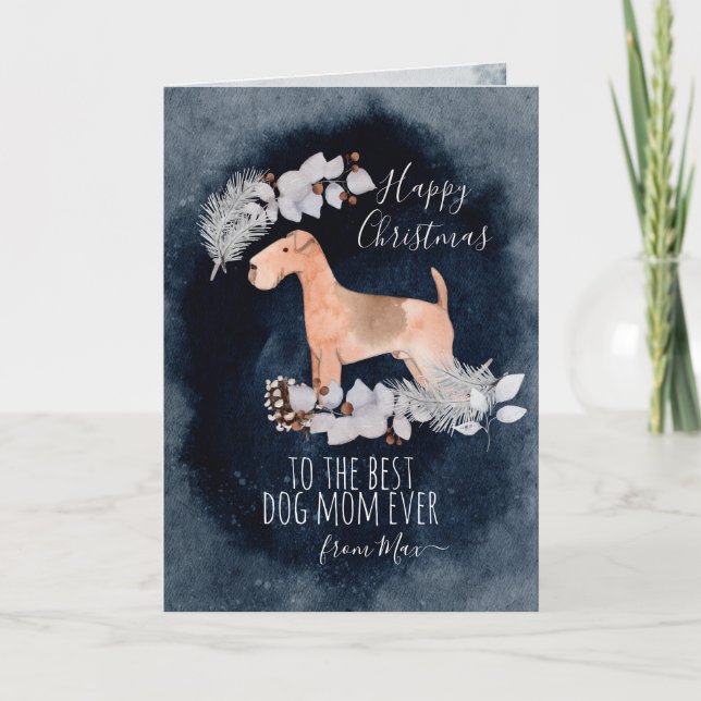 Cartão De Festividades Natal Personalizado de Lakeland Terrier Watercolor (Frente)