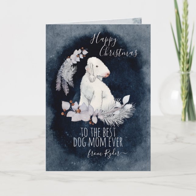 Cartão De Festividades Natal Personalizado do Bedlington Terrier (Frente)