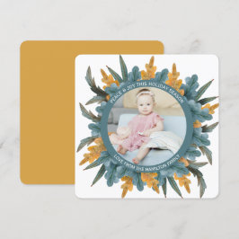 Cartão De Festividades Natal Personalizado Laranja Azul Deixa Foto
