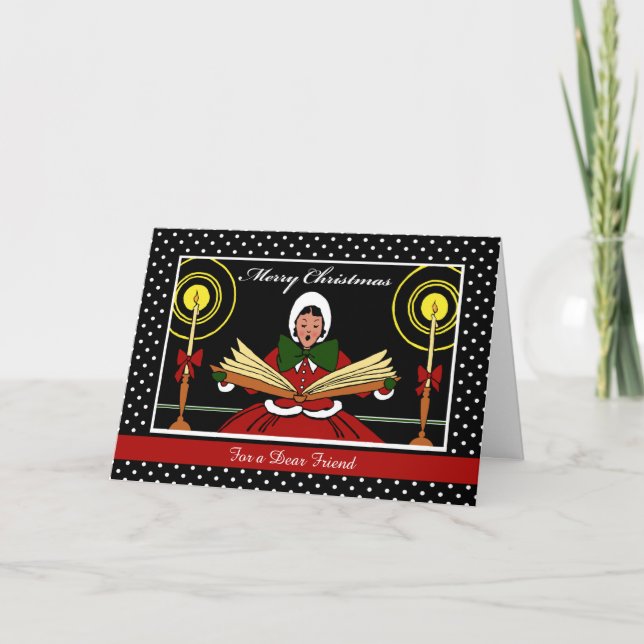 Cartão De Festividades Natal personalizado para a amiga, cantora de moça  (Frente)
