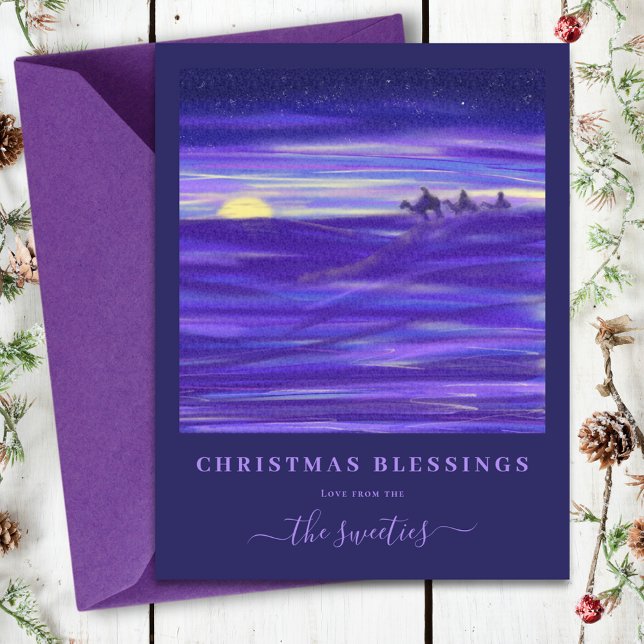 Cartão De Festividades Natal Personalizado para Aquarelas de Três Sábios (Three wise men watercolor custom Christmas holiday greetings card)
