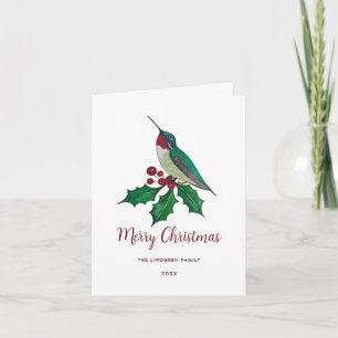 Cartão De Festividades Natal personalizado para beija-flor Feliz Natal