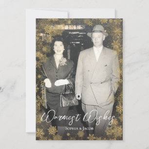 Cartão De Festividades Natal Personalizado para Flocos de Neve do ouro