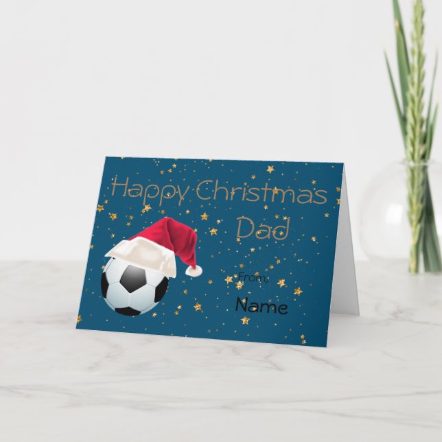 Cartão De Festividades Natal personalizado para o futebol de pai (Frente)