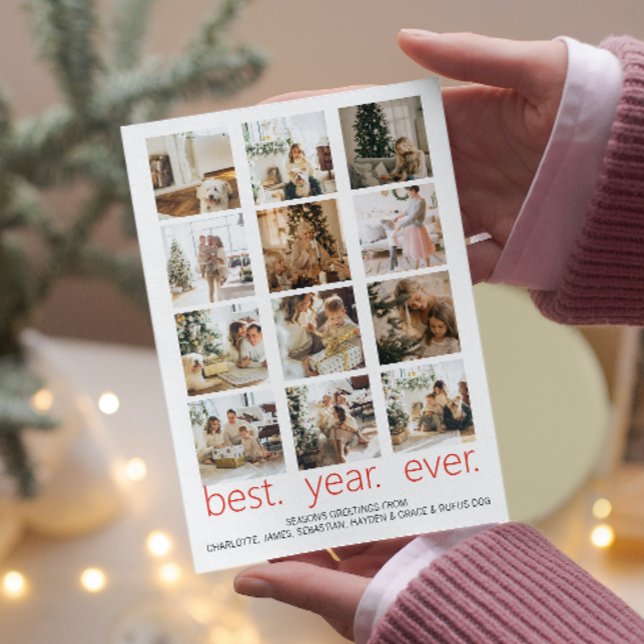 Cartão De Festividades Natal Personalizado para o Melhor Ano do Ano (Best Year Ever Photo Christmas Personalized Holiday Card from Ricaso. Easy add own photographs)